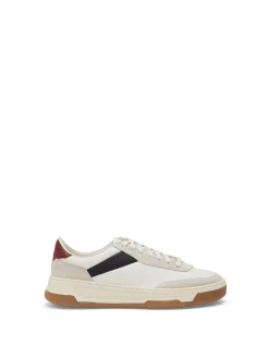 Low-top trainers with mixed-leather uppers