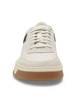 Low-top trainers with mixed-leather uppers