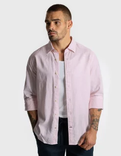 L/S LINEN COTTON BLEND LOOSE FIT SHIRT