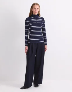 LUCY STRIPE ZIP FUNNEL NECK
