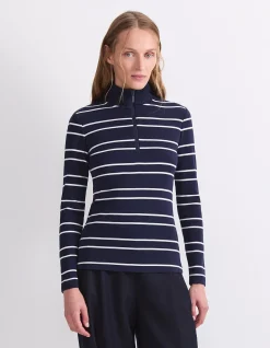 LUCY STRIPE ZIP FUNNEL NECK