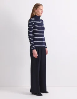 LUCY STRIPE ZIP FUNNEL NECK