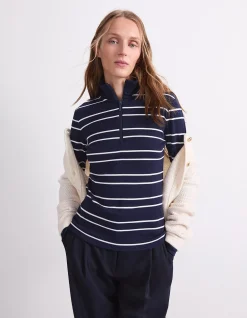 LUCY STRIPE ZIP FUNNEL NECK