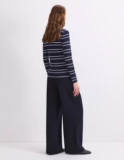 LUCY STRIPE ZIP FUNNEL NECK