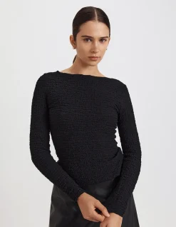 LUNA TEXTURED LONG SLEEVE TOP
