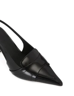 Luna Black Leather Slingback