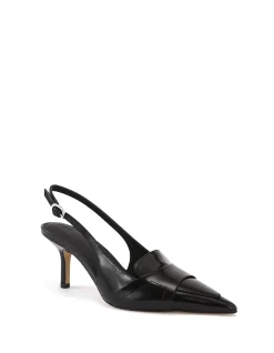 Luna Black Leather Slingback