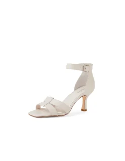 Lunar Nougat Leather Ankle Strap Heeled Sandals