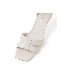 Lunar Nougat Leather Ankle Strap Heeled Sandals