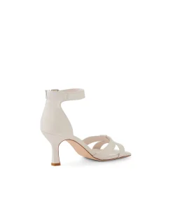 Lunar Nougat Leather Ankle Strap Heeled Sandals