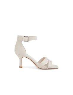 Lunar Nougat Leather Ankle Strap Heeled Sandals