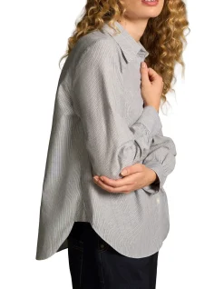 Lurex Stripe Shirred Shirt