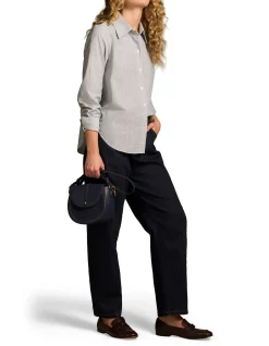 Lurex Stripe Shirred Shirt
