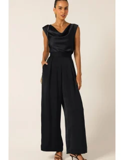 LUXE COWL BIAS TOP IN BLACK