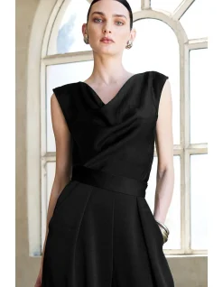LUXE COWL BIAS TOP IN BLACK
