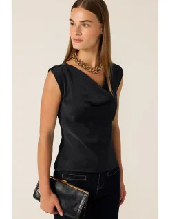 LUXE COWL BIAS TOP IN BLACK