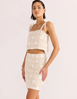 LYRIA PALM LACE CROP TOP