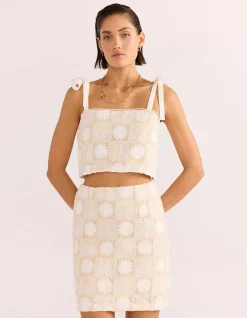 LYRIA PALM LACE CROP TOP