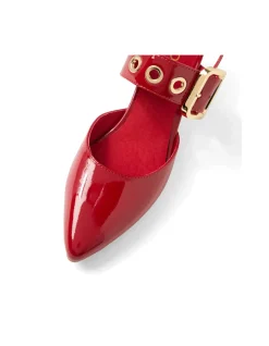 Maddox Patent Buckle Strap Block Heel Pumps