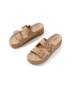Magoo Suede Double Buckle Platform Sandals