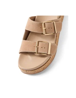 Magoo Suede Double Buckle Platform Sandals