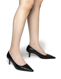 MAINE Black Leather Pump