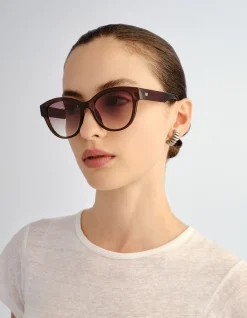 MAJESTIC BROWN SQUARE KHAKI GRAD SUNGLASSES