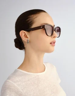 MAJESTIC BROWN SQUARE KHAKI GRAD SUNGLASSES