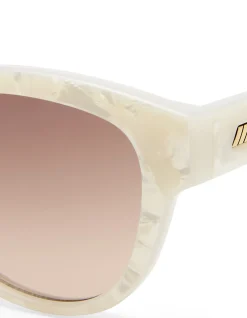 MAJESTIC WHITE SQUARE BROWN GRAD SUNGLASSES