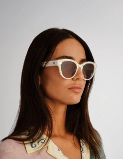 MAJESTIC WHITE SQUARE BROWN GRAD SUNGLASSES