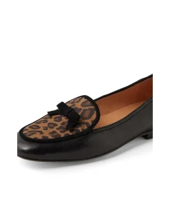 Majong Leopard Panel Bow Detail Loafers