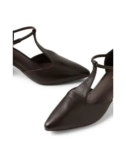 MAMAMIA T Bar Block Heel Leather Pumps