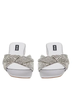 Mande Flat Sandal with Rhinestone Embellishment Silver