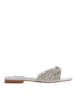 Mande Flat Sandal with Rhinestone Embellishment Silver
