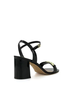 Manual Heeled Sandal in Black Patent