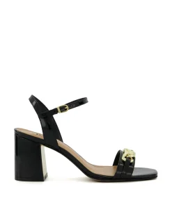 Manual Heeled Sandal in Black Patent