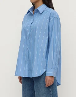 Marcia Stripe Long Sleeve Shirt Blue White Stripe