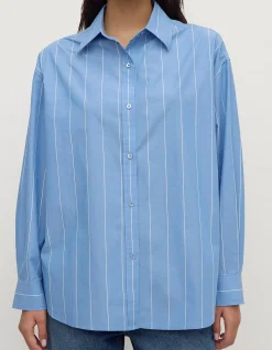 Marcia Stripe Long Sleeve Shirt Blue White Stripe