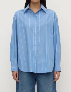 Marcia Stripe Long Sleeve Shirt Blue White Stripe