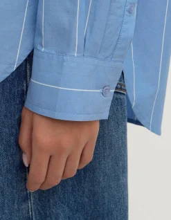 Marcia Stripe Long Sleeve Shirt Blue White Stripe
