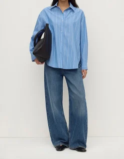 Marcia Stripe Long Sleeve Shirt Blue White Stripe