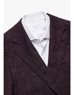MARCUS BLAZER - WOOL/LINEN IN BURGUNDY WITH TEXTURED SLUB EFFECT