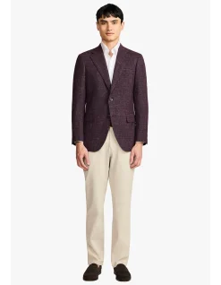 MARCUS BLAZER - WOOL/LINEN IN BURGUNDY WITH TEXTURED SLUB EFFECT