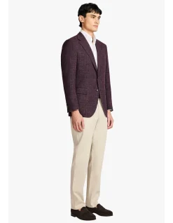 MARCUS BLAZER - WOOL/LINEN IN BURGUNDY WITH TEXTURED SLUB EFFECT
