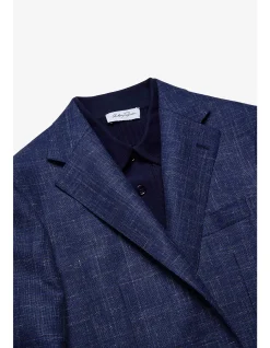 MARCUS BLAZER - WOOL/LINEN/SILK IN BLUE WITH FLAX