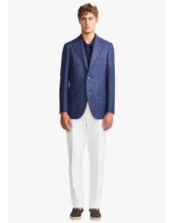 MARCUS BLAZER - WOOL/LINEN/SILK IN BLUE WITH FLAX