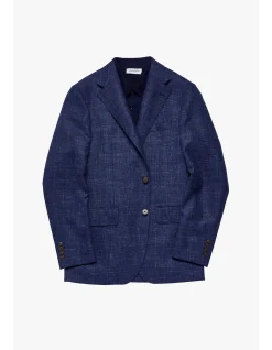 MARCUS BLAZER - WOOL/LINEN/SILK IN BLUE WITH FLAX