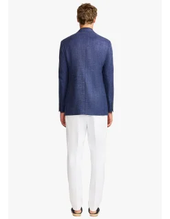 MARCUS BLAZER - WOOL/LINEN/SILK IN BLUE WITH FLAX