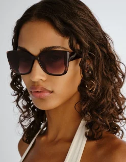 MARIELLE DARK TORT CAT-EYE SUNGLASSES