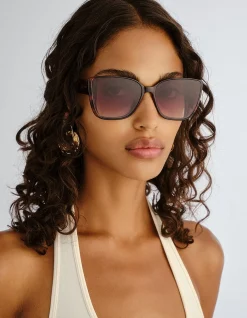MARIELLE DARK TORT CAT-EYE SUNGLASSES